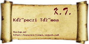 Köpeczi Tímea névjegykártya